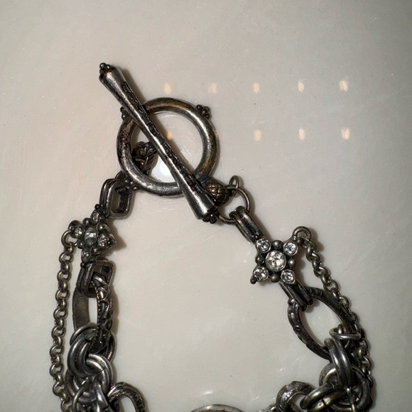 Vintage Boho Lucky Brand Rhinestone Peace Charm Bracelet! - Picture 3 of 4